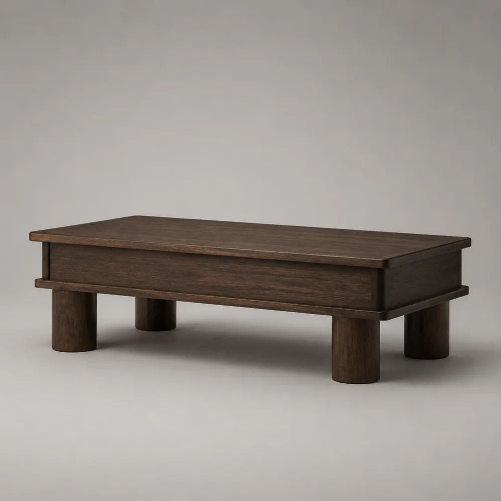 Tavolino rettangolare in legno marrone noce scuro, 110 x 60 x 42 cm