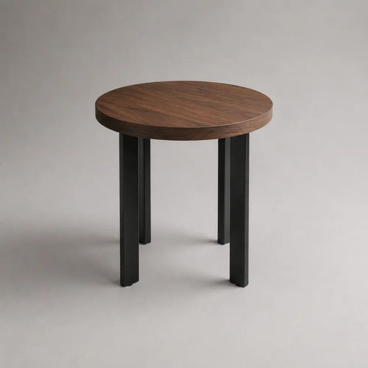 Tavolino rotondo in legno e acciaio nero, marrone noce, Ø 50 x H 55 cm