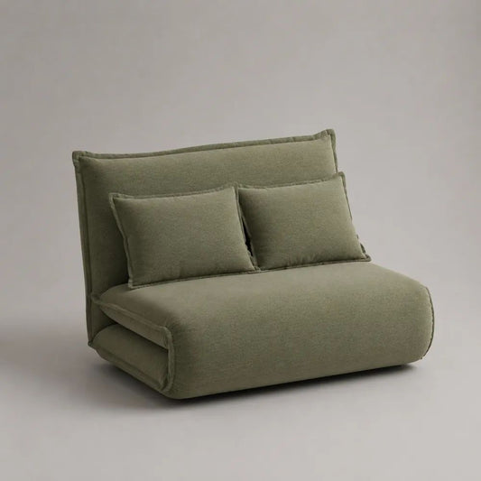 Poltrona letto singola pieghevole in poliestere verde salvia, 100 x 95 x 88 cm