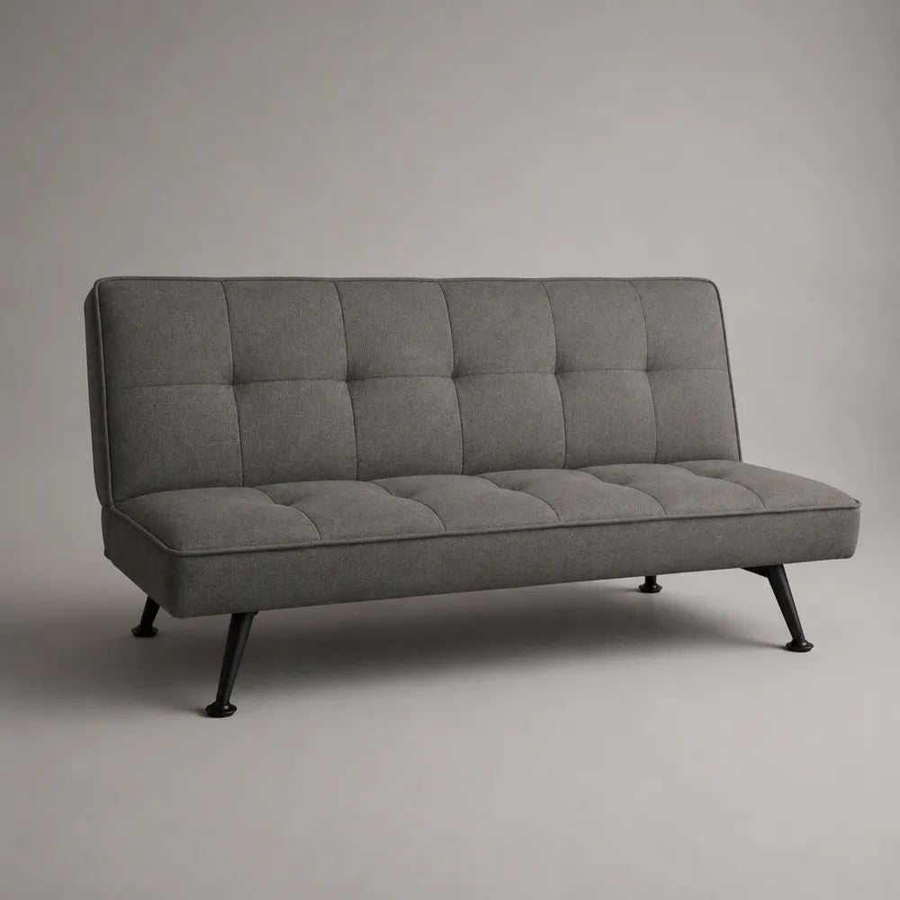 Divano letto 3 posti in tessuto grigio con schienale reclinabile, 180 x 83 x 78 cm