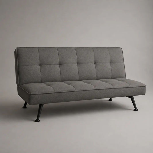 Divano letto 3 posti in tessuto grigio con schienale reclinabile, 180 x 83 x 78 cm